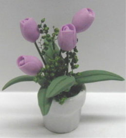 NCRP0694 - Lav. Tulips/White Pot 1 3/4