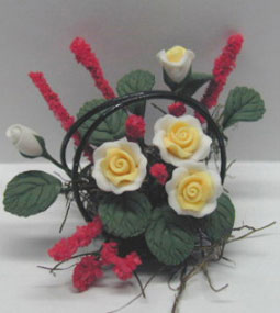 NCRP1355 - White Roses/Wire Basket 1 1/4