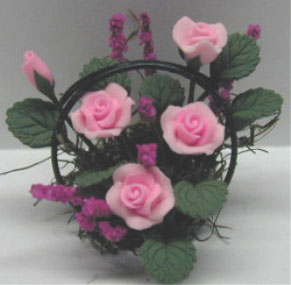 NCRP1357 - Pink Roses/Wire Basket 1 1/4