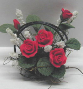 NCRP1359 - Red Roses/Wire Basket 1 1/4