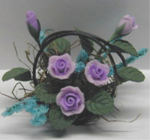 NCRP1360 - Lav. Roses/Wire Basket 1 1/4