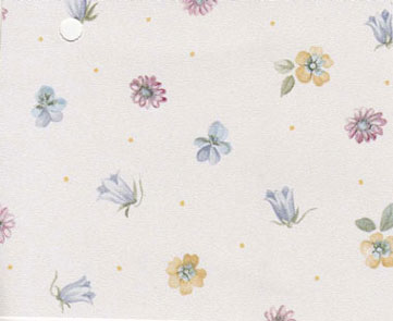 NC11502 - Prepasted Wallpaper, 3 Pieces: Blue Multi Flowers On White