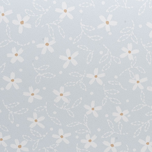 NC12202 - Prepasted Wallpaper, 3 Pieces: White Flowers On Blue