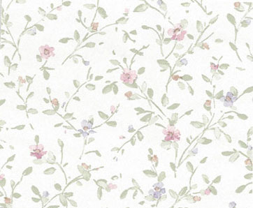 NC13501 - Prepasted Wallpaper, 3 Pieces: Rose/Lilac Flowers with Ivy