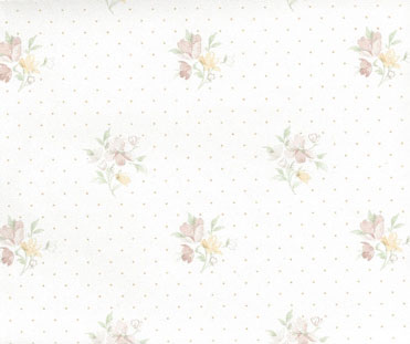 NC13601 - Prepasted Wallpaper, 3 Pieces: Floral Bouquet with Dots
