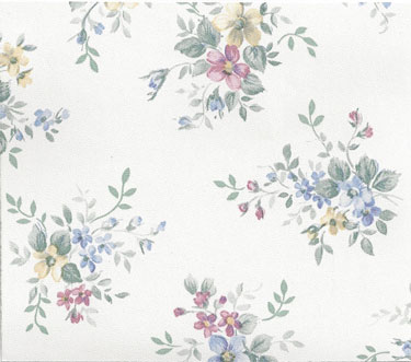 NC13902 - Prepasted Wallpaper, 3 Pieces: Blue/Rose/Yellow Flowers