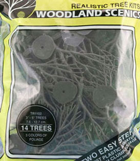 WDSTR1102 - Green Deciduous Trees 14Pcs 3In-5In