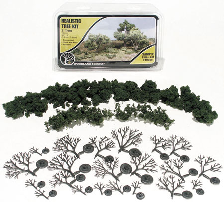 WDSTR1111 - Medium Green Deciduous Tree Kits, 3/4-3 In, 21/kit