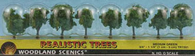 WDSTR1501 - Medium Green Trees 3/4In 8Pcs