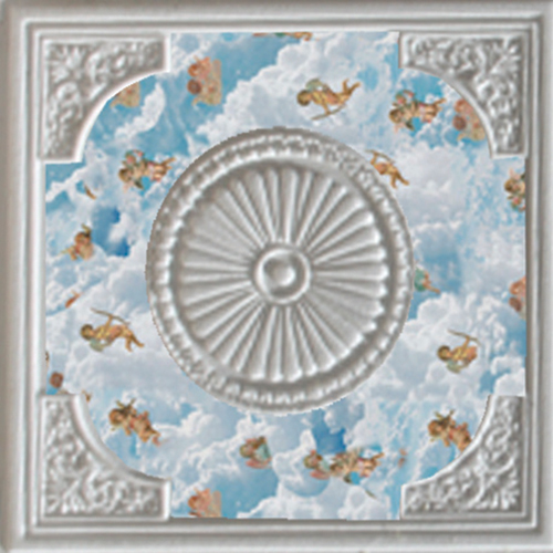 WM34928 - Policard Square Ceiling with Angels, 1 Piece