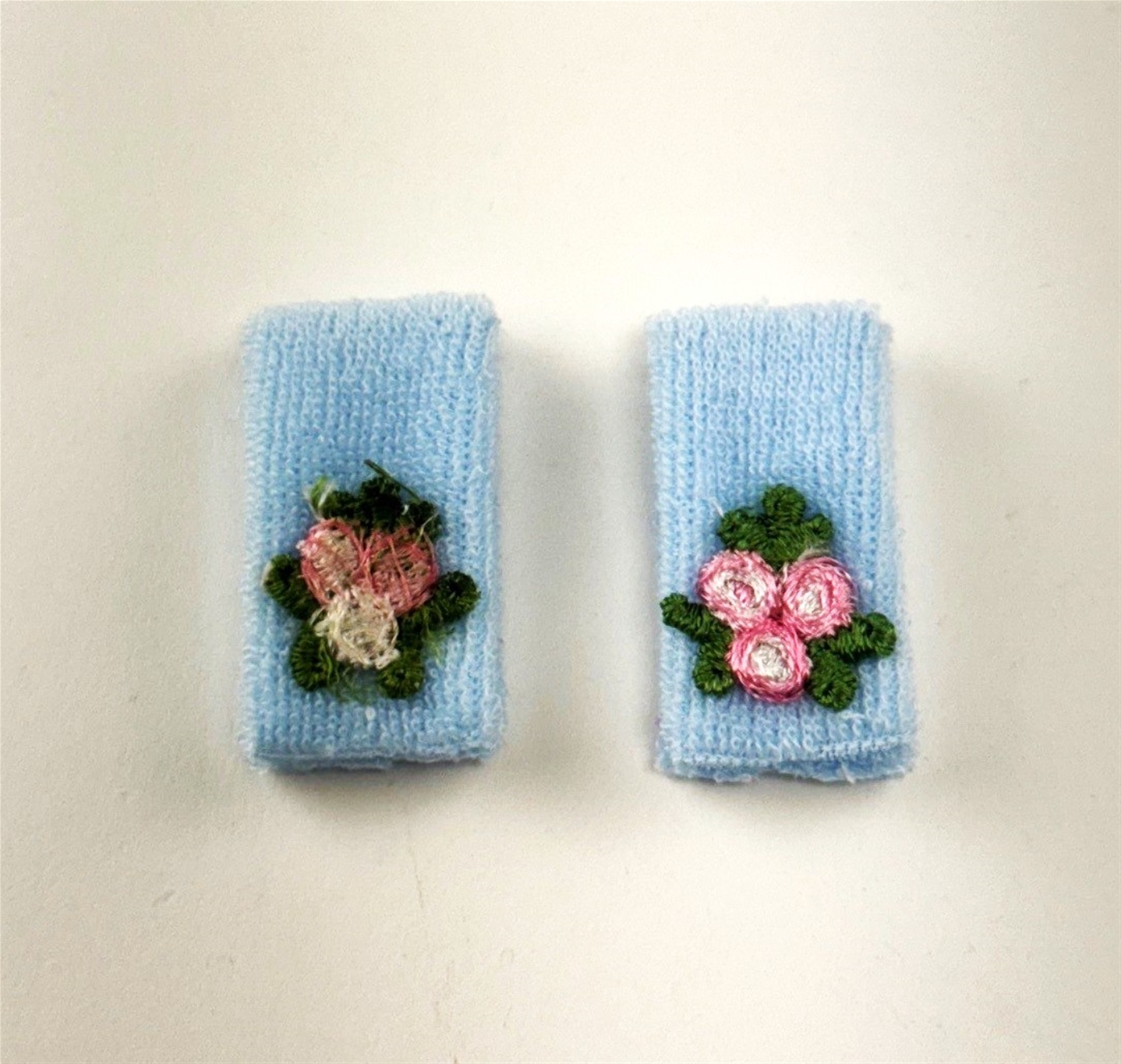 Blue Towels with Flowers, 2 piece
