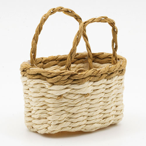 ART431 - Oval Basket with Handles, Cream/Brown
