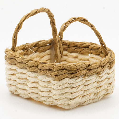 ART432 - Square Basket with Handles, Cream/Brown
