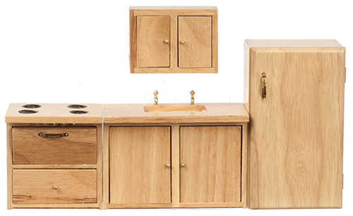 AZ03778 - Modern Kitchen Set, Oak, 4Pc/Cs