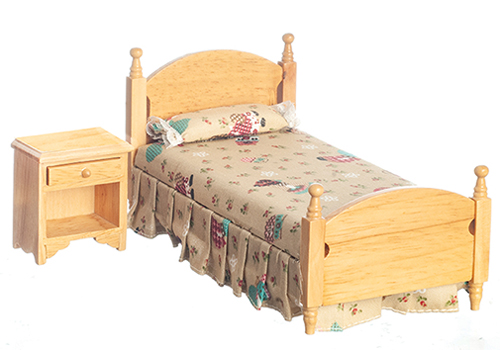 AZ91620 - Bed &amp; Night Stand, Oak