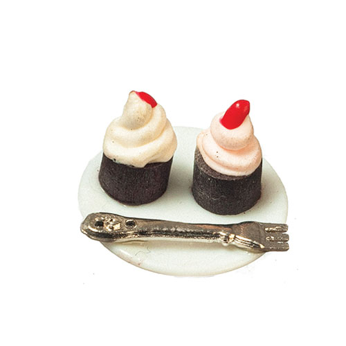 AZA9978 - 2 Cakes And Fork On Tray