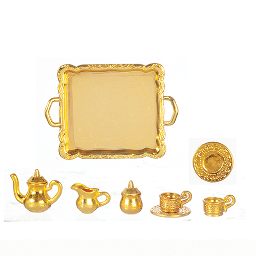 AZB3364 - Bronze Tea Set On Tray