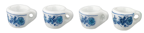 AZB5090 - .Blue Floral Cups/Set/4