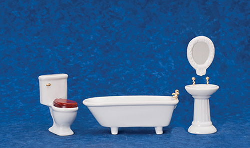 AZD6405 - Art Deco Bath Set, 4/Pc, White/Cs
