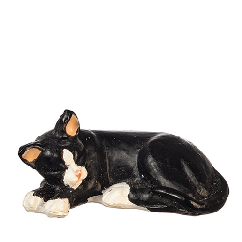 AZE0132 - Cat Laying Left/Bl/White