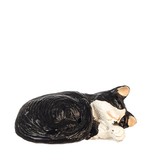 AZE0162 - Cat Laying Right/Bl/White