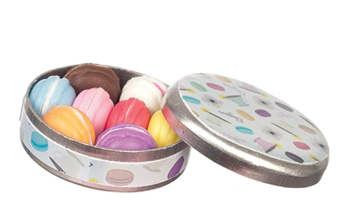 AZG7335 - Round Tin Box W/Macarons