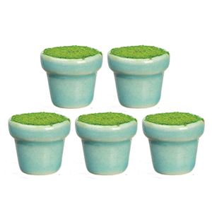 AZG8372 - Blue Ceramic Pots, Filled, 5