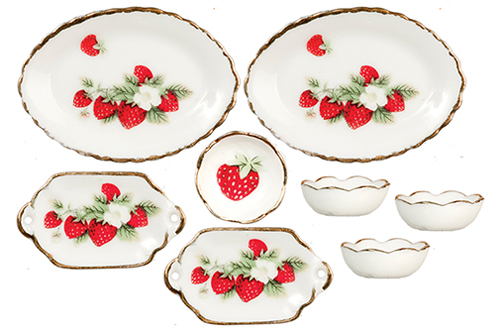 AZG8431 - Bowls/Oval Plate, Strawberry, 8Pc
