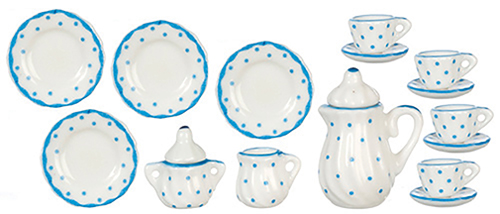 AZG8458 - Tea Set/17Pcs/Blue Dots