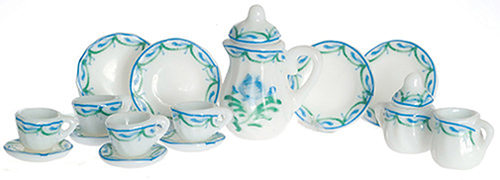 AZG8488 - Tea Set/17Pcs/Green Floral