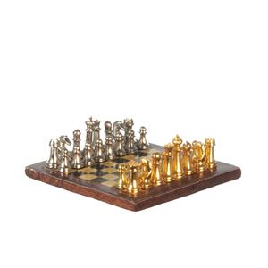 AZG8575 - Metal Chess Set, Wooden Board