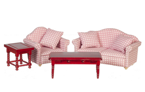 AZGA0414 - Living Rm.Set/Pink Check