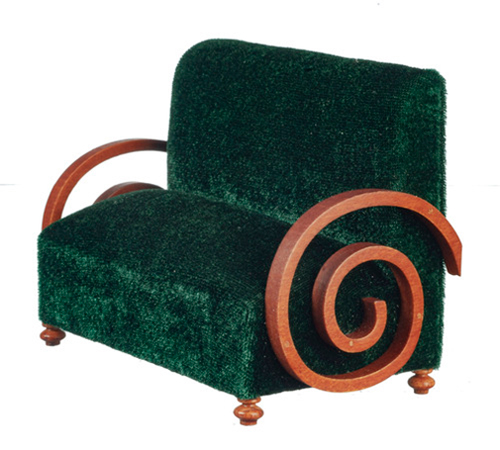 AZJJ07024GSETTE - Art Deco Settee/Green/Wal