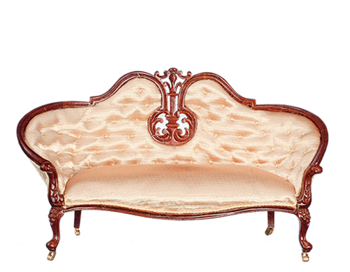 AZJJ31053WNL - Victorian Settee, Champagne/Walnut