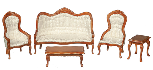AZT0129 - Victorian Living Room Set, Walnut, 5Pc, Cs