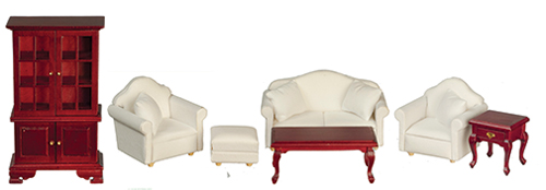 AZT0147 - Living Room Set, Mahogany, 7 Pieces