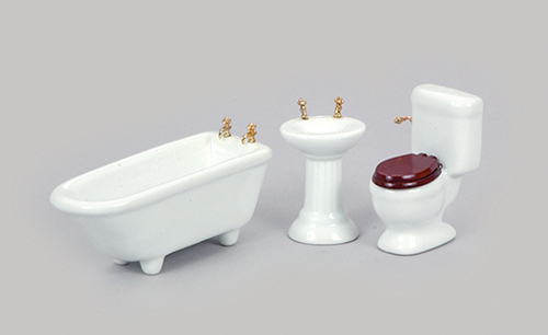 AZT0513 - Discontinued: Bathroom Set, 3Pc, White/Cs