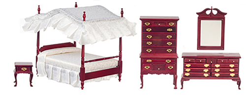 AZT3098 - Canopy Bedroom Set 5/Pc, Mahogany/Cb