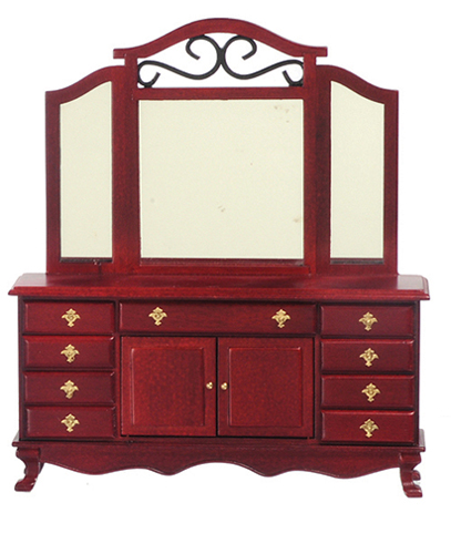 AZT3485 - Dresser With Mirror, Mahogany