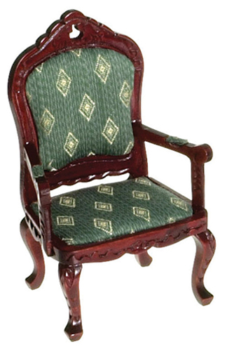 AZT3502 - Victorian Fauteil, Mahogany/Green Diamonds