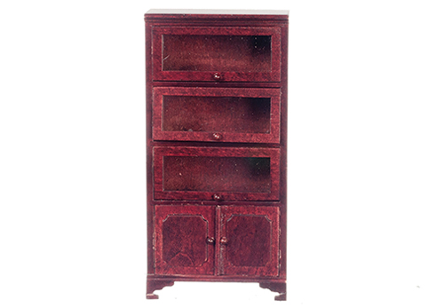 AZT3872 - Bookcase, 3-Glass Doors, Mahogany