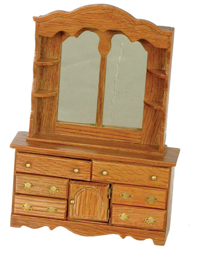 AZT4467 - Discontinued: Dresser With Mirror, Dark Oak