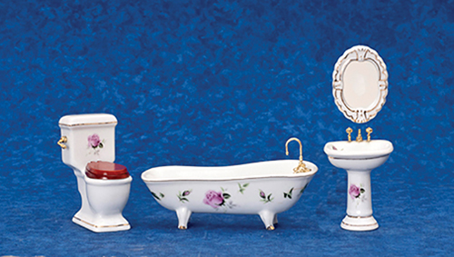 AZT5362 - Bathroom Set, Pink Roses, 4Pc