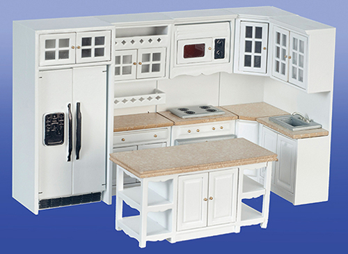AZT5714 - Kitchen Set, 8Pc, White, Marble Counter