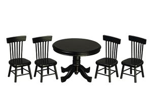 AZT5845 - Rd.Table/4 Chairs/Blk/Cs