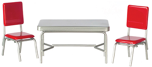 AZT5935 - 1950 Style Table Set, Red, 3Pc