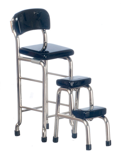 AZT5946 - Kitchen Stool With Steps, Black