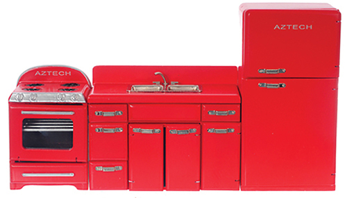 AZT5955 - 1950&#39;S Appliance Set, Red, 3 Pieces