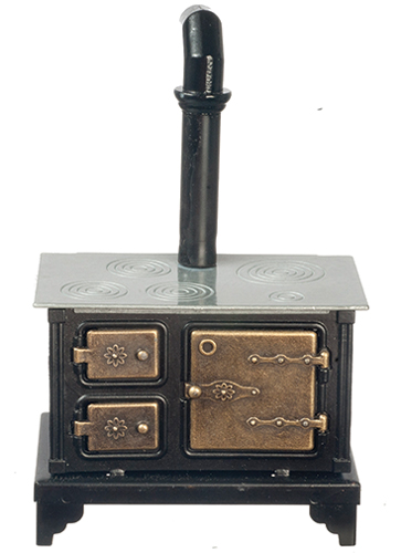 AZT6000 - Black Metal Stove with Silver