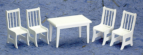 AZT6339 - Table With 4 Chairs, White, Cb
